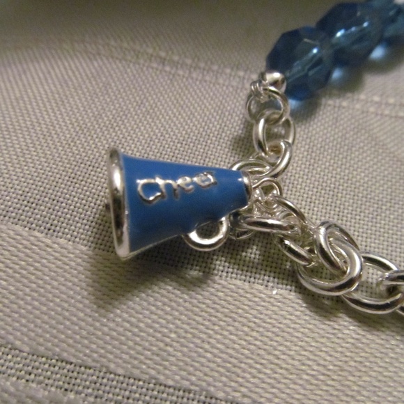 Go Team Charm Cheerleader Stretch Blue Bracelet - Picture 2 of 3